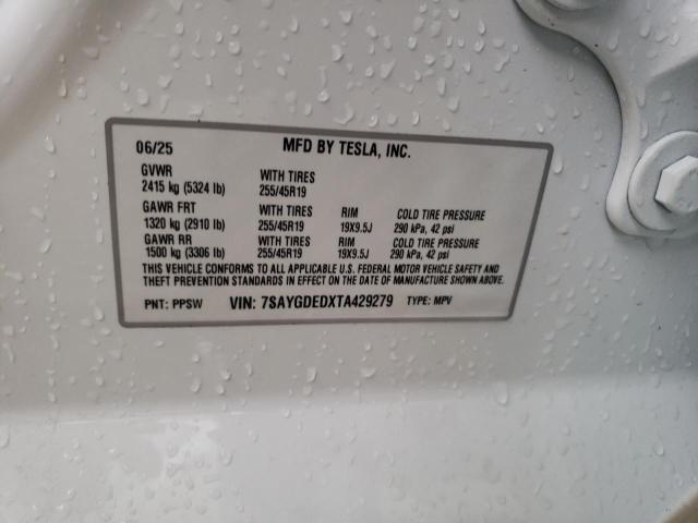 7SAYGDEDXTA429279 - 2026 TESLA MODEL Y WHITE photo 13