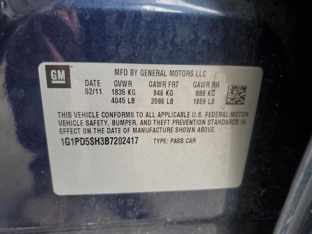 1G1PD5SH3B7202417 - 2011 CHEVROLET CRUZE LS Синій фото 12