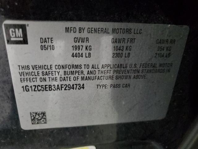 1G1ZC5EB3AF294734 - 2010 CHEVROLET MALIBU 1LT BLACK photo 12