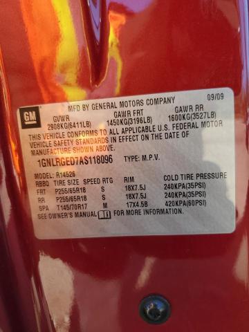 1GNLRGED7AS118096 - 2010 CHEVROLET TRAVERSE LT RED photo 13