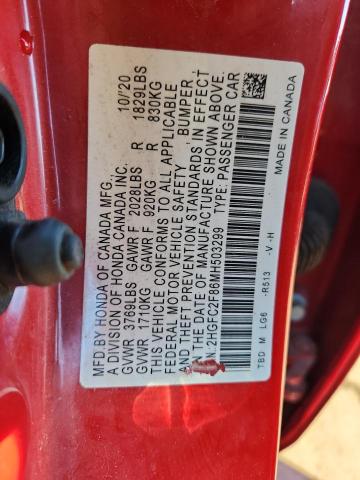 2HGFC2F86MH503299 - 2021 HONDA CIVIC SPORT RED photo 13