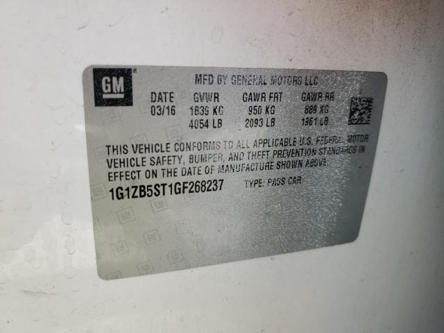 1G1ZB5ST1GF268237 - 2016 CHEVROLET MALIBU LS Biały zdjęcie 12