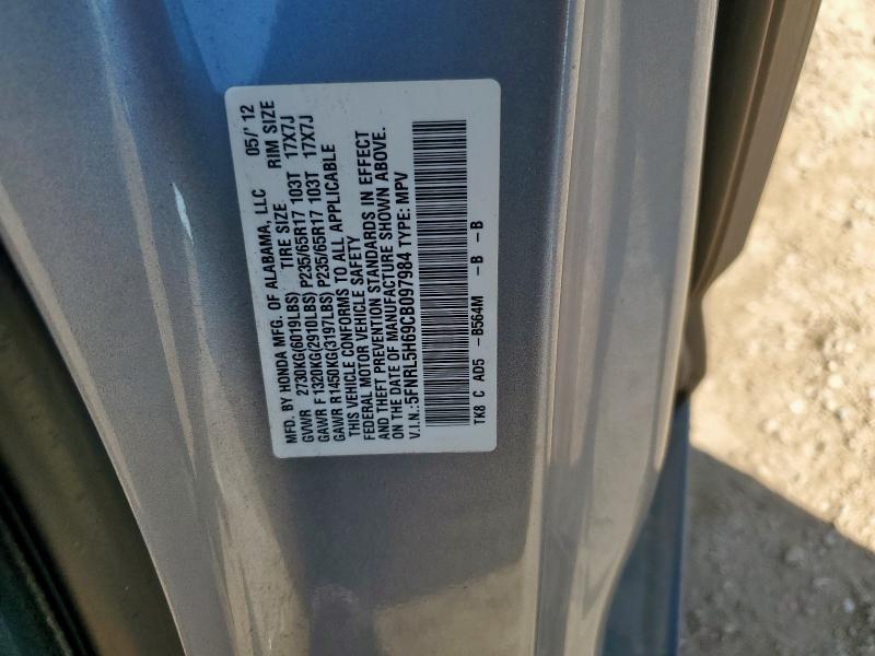 5FNRL5H69CB097984 - 2012 HONDA ODYSSEY EXL BLUE photo 13