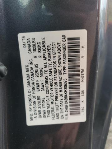 2HGFC4B84KH306095 - 2019 HONDA CIVIC SPORT Grau Foto 12