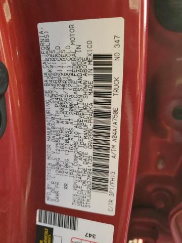 3TMJU62N37M041735 - 2007 TOYOTA TACOMA DOUBLE CAB PRERUNNER RED photo 12