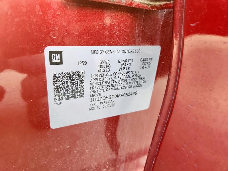 1G1ZD5ST0MF052496 - 2021 CHEVROLET MALIBU LT Rot Foto 13