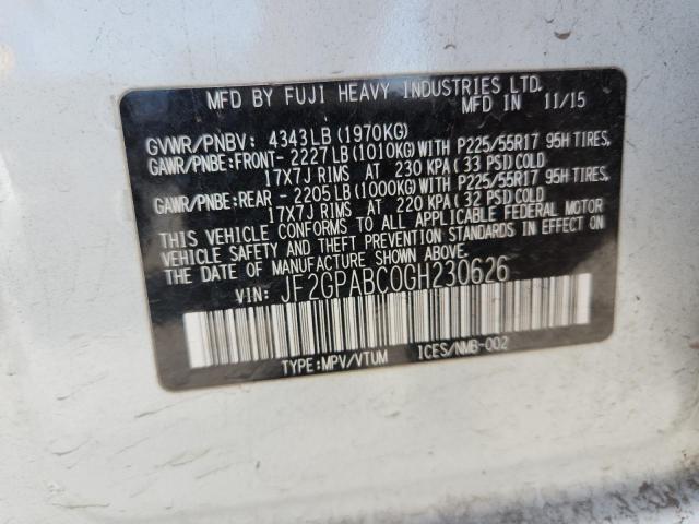 JF2GPABC0GH230626 - 2016 SUBARU CROSSTREK PREMIUM WHITE photo 13