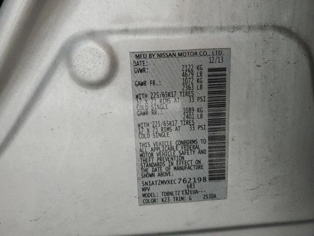 5N1AT2MVXEC762198 - 2014 NISSAN ROGUE S SILVER photo 14