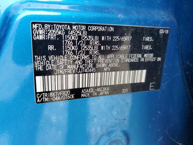 JTMZFREV7JJ740445 - 2018 TOYOTA RAV4 LE ლურჯი ფოტო 13