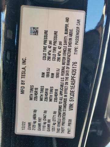 5YJ3E1EA5PF435176 - 2023 TESLA MODEL 3 შავი ფოტო 13