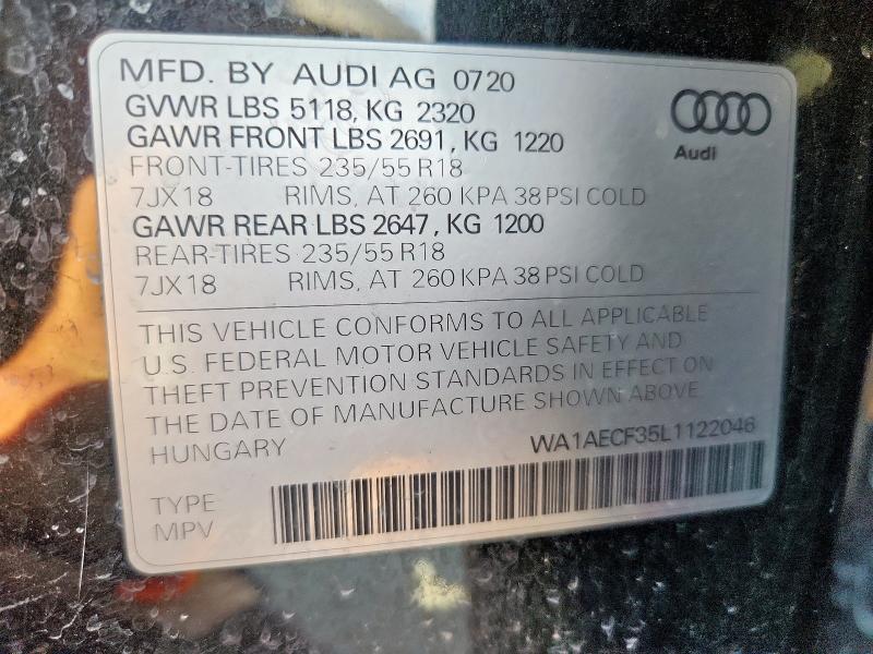 WA1AECF35L1122046 - 2020 AUDI Q3 PREMIUM BLACK photo 13