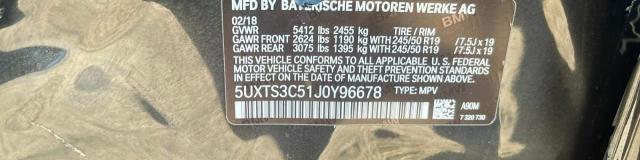 5UXTS3C51J0Y96678 - 2018 BMW X3 XDRIVEM40I BLACK photo 10