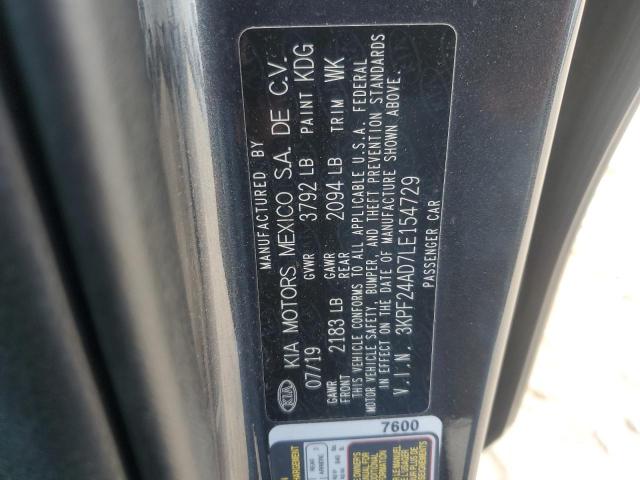 3KPF24AD7LE154729 - 2020 KIA FORTE FE GRAY photo 12