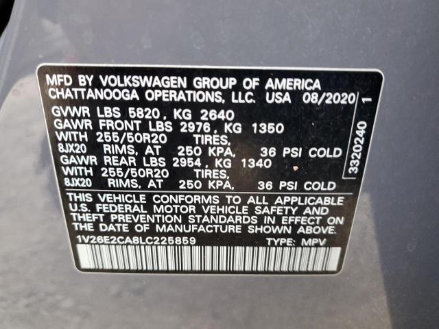 1V26E2CA8LC225859 - 2020 VOLKSWAGEN ATLAS CROS SE GRAY photo 13