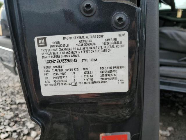 1GCEC19X45Z265543 - 2005 CHEVROLET SILVERADO C1500 შავი ფოტო 12