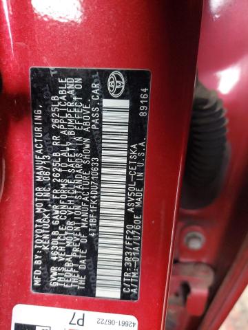 4T1BF1FK4DU710633 - 2013 TOYOTA CAMRY L 红色 照片 13