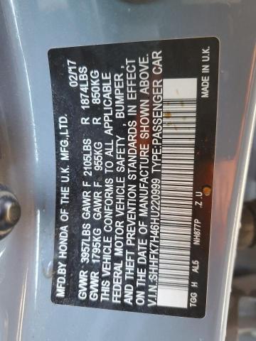 SHHFK7H46HU220999 - 2017 HONDA CIVIC SPORT GRAY photo 12