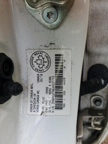 2HGFC2F66JH031115 - 2018 HONDA CIVIC LX WHITE photo 12