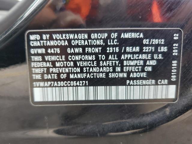1VWAP7A30CC054271 - 2012 VOLKSWAGEN PASSAT S BLACK photo 13