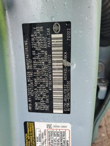 4T1BE46K17U719072 - 2007 TOYOTA CAMRY CE 蓝色 照片 12