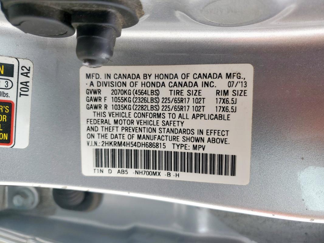 2HKRM4H54DH686815 - 2013 HONDA CR-V EX SILVER photo 14