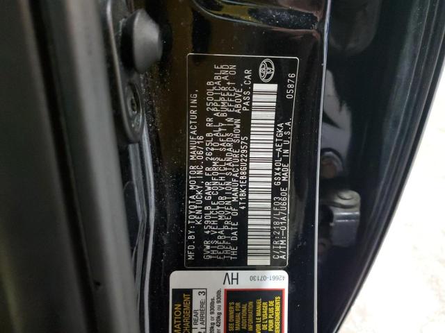 4T1BK1EB8GU229575 - 2016 TOYOTA AVALON XLE შავი ფოტო 12