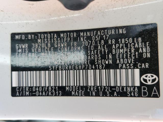 5YFBURHE6HP704187 - 2017 TOYOTA COROLLA L 白色 照片 13
