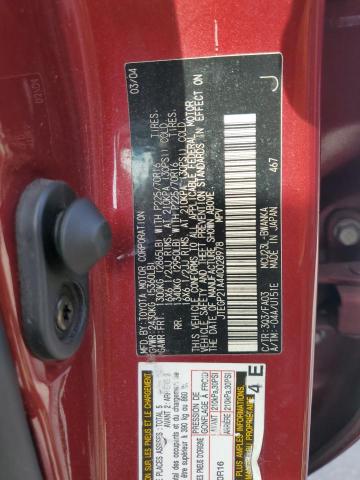 JTEGP21A440028978 - 2004 TOYOTA HIGHLANDER BASE Бордовый фото 14