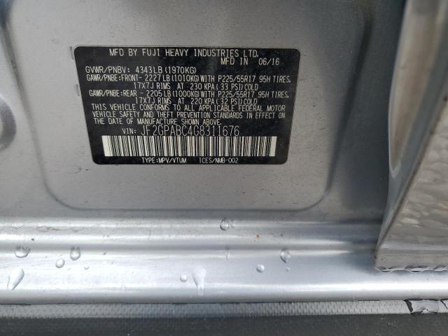 JF2GPABC4G8311676 - 2016 SUBARU CROSSTREK PREMIUM SILVER photo 13