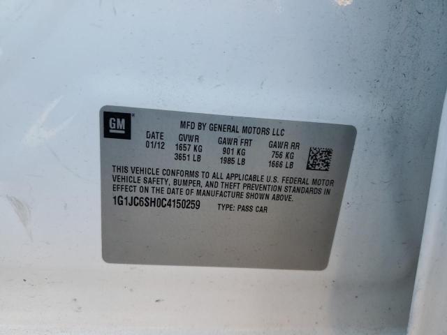 1G1JC6SH0C4150259 - 2012 CHEVROLET SONIC LT 白色 照片 14