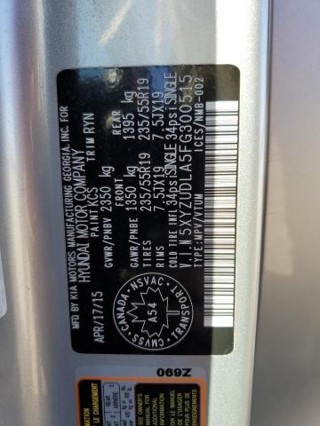 5XYZUDLA5FG300515 - 2015 HYUNDAI SANTA FE SPORT SILVER photo 12