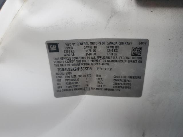 2GNALBEK9H1592314 - 2017 CHEVROLET EQUINOX LS WHITE photo 13