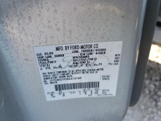 1FTSW21P36EA10189 - 2006 FORD F250 SUPER DUTY 银色 照片 12