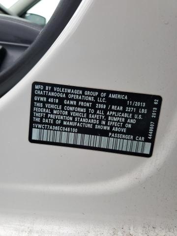 1VWCT7A36EC045100 - 2014 VOLKSWAGEN PASSAT SEL თეთრი ფოტო 12