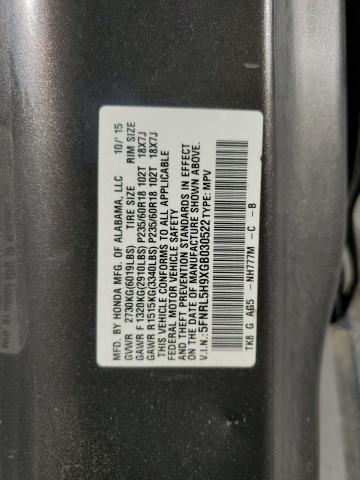 5FNRL5H9XGB030522 - 2016 HONDA ODYSSEY TOURING GRAY photo 13