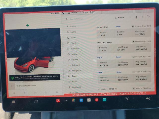 5YJ3E1EA5PF450342 - 2023 TESLA MODEL 3 أحمر صورة 9