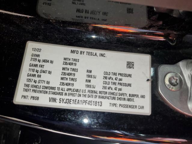 5YJ3E1EA1PF451813 - 2023 TESLA MODEL 3 Սև լուսանկար 13