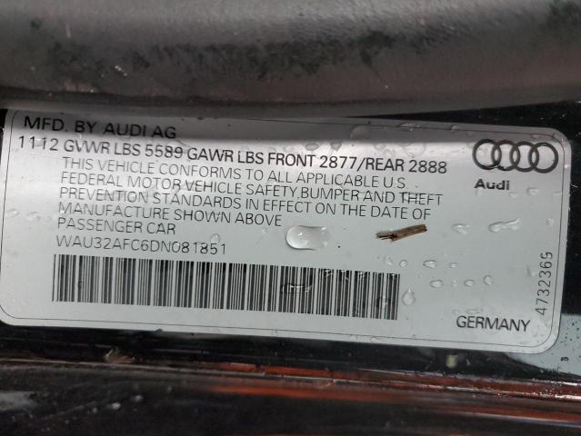 WAU32AFC6DN081851 - 2013 AUDI S7 PRESTIGE BLACK photo 12