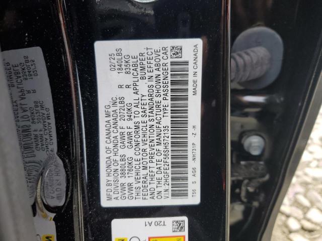 2HGFE2F56SH572135 - 2025 HONDA CIVIC SPORT BLACK photo 12