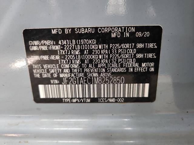 JF2GTAEC1M8252850 - 2021 SUBARU CROSSTREK PREMIUM BLUE photo 13