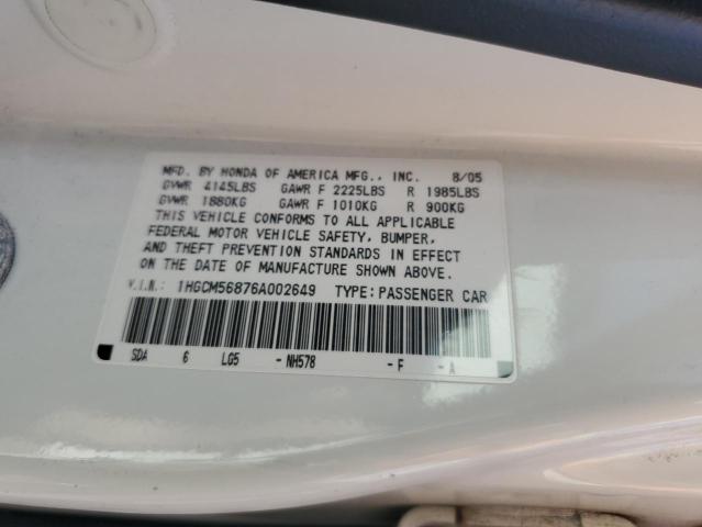 1HGCM56876A002649 - 2006 HONDA ACCORD EX WHITE photo 12