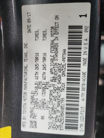 5TFAZ5CN5HX051799 - 2017 TOYOTA TACOMA DOUBLE CAB GRAY photo 12