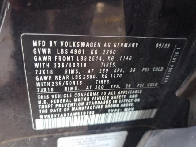 WVGBV7AX7AW510192 - 2010 VOLKSWAGEN TIGUAN SE BLACK photo 13