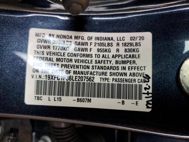 19XFC1F36LE207562 - 2020 HONDA CIVIC EX CHARCOAL photo 13
