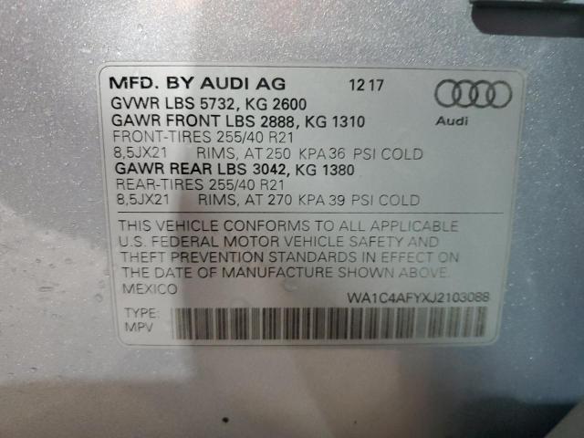 WA1C4AFYXJ2103088 - 2018 AUDI SQ5 PRESTIGE 银色 照片 14