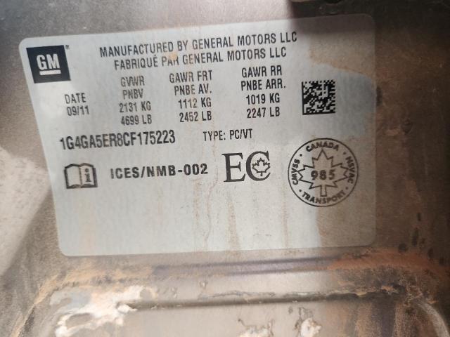 1G4GA5ER8CF175223 - 2012 BUICK LACROSSE BEIGE photo 12