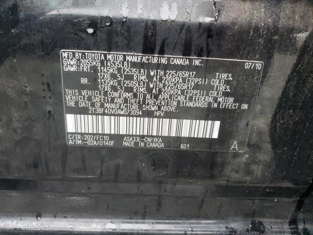 2T3BF4DV0AW073094 - 2010 TOYOTA RAV4 BLACK photo 14