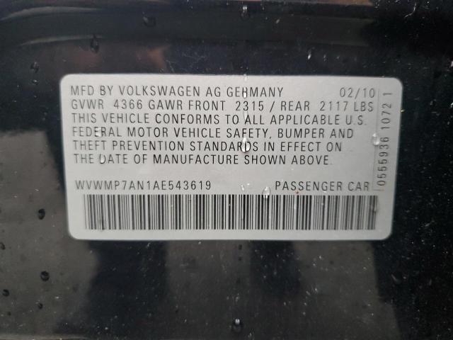 WVWMP7AN1AE543619 - 2010 VOLKSWAGEN CC SPORT BLACK photo 13