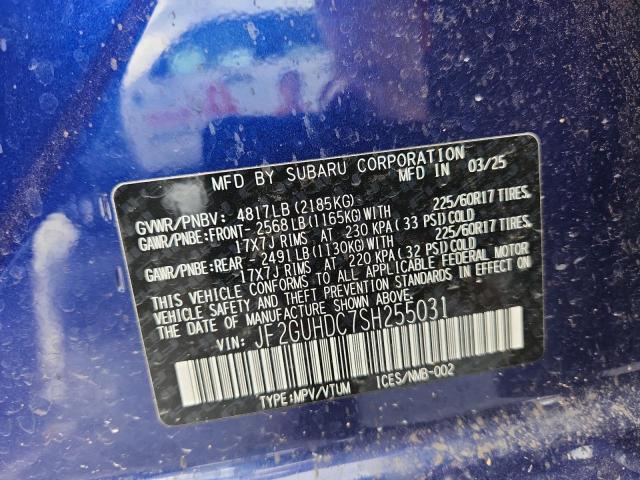 JF2GUHDC7SH255031 - 2025 SUBARU CROSSTREK PREMIUM BLUE photo 12