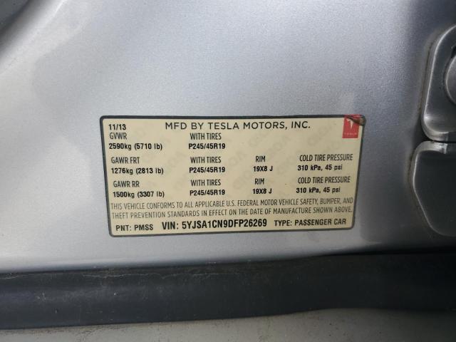 5YJSA1CN9DFP26269 - 2013 TESLA MODEL S ვერცხლისფერი ფოტო 12
